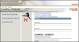 GroupWise E-mail Login page