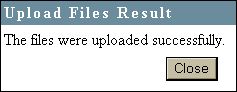 Successful upload message